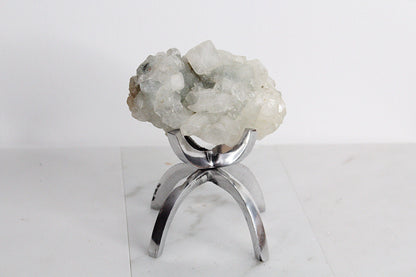 Green Crystal Apophyllite Quartz Stone Mineral on Brass Modern Claw Display Stand Boho Decor Geode Crystal Gift Raw Natural Freeform Crystal