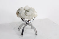 Green Crystal Apophyllite Quartz Stone Mineral on Brass Modern Claw Display Stand Boho Decor Geode Crystal Gift Raw Natural Freeform Crystal