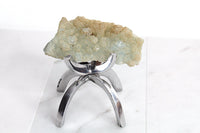 Raw Prehnite Quartz – Brass Claw Crystal Display