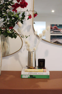 Gold Metallic Vase Antique Finish Bohemian Farmhouse Modern Decor Versatile Living Room Entryway Dining Room Bedroom Centerpiece Accent Piece Housewarming Wedding Gift