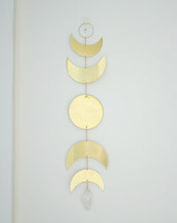 Gold Moon phase brass metal boho home decor astrological lunar phases space lover chakra nature lover holiday gift Sun Catcher Wall Art