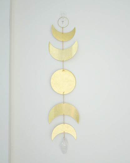 Gold Moon phase brass metal boho home decor astrological lunar phases space lover chakra nature lover holiday gift Sun Catcher Wall Art