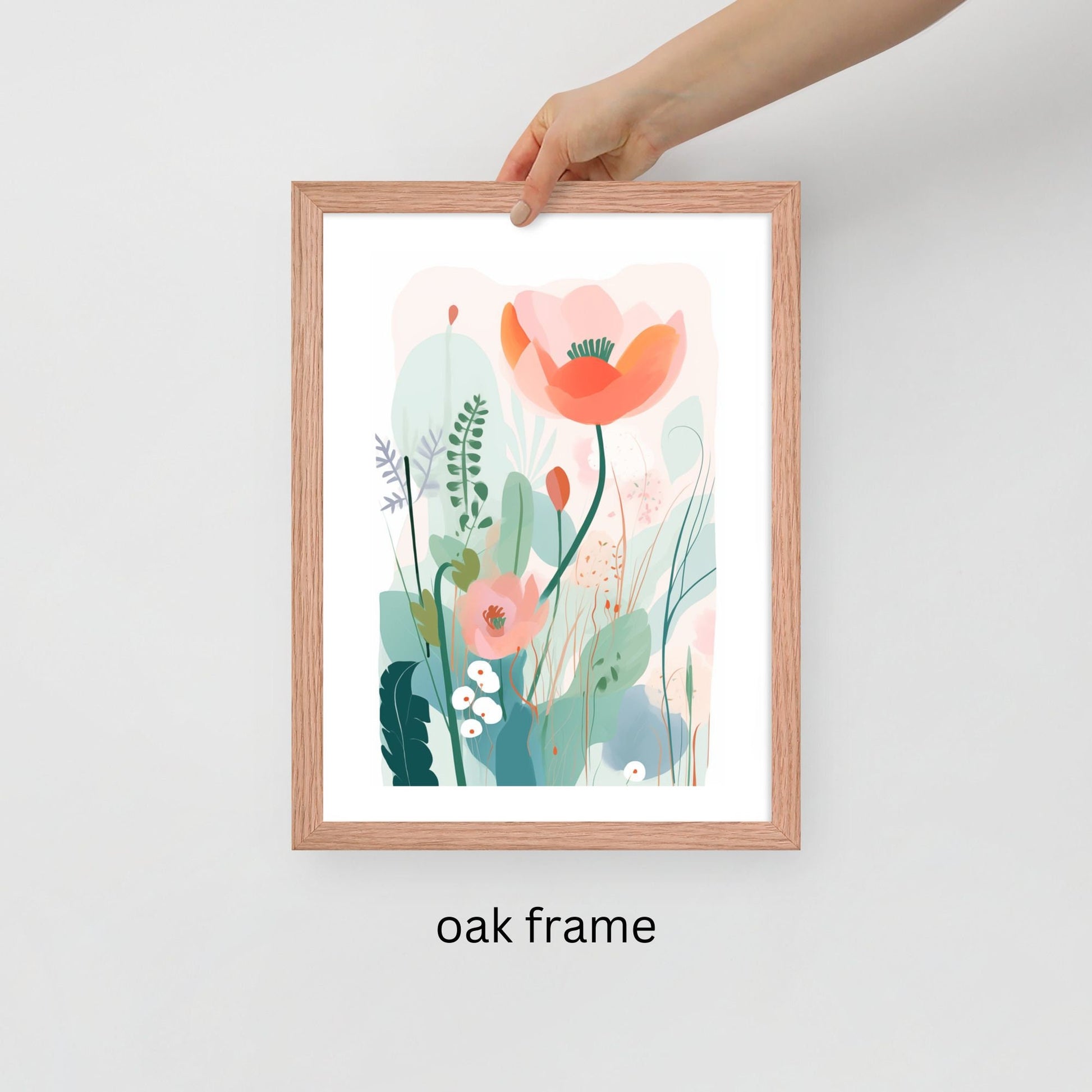 Boho Wall Decor Framed Watercolor Floral Painting Retro Floral Poster Matisse Print Botanical Art Pastel Boho Nursery Decor Abstract Flower Pastel Boho Art for Nursery Gallery Wall Watercolor Garden Print for Boho Nursery Decor