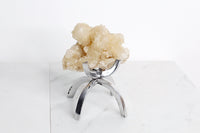 Stilbite & Pink Quartz Crystal on Brass Claw Stand – Unique Boho Decor Accent