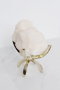 Pink Stilbite Quartz – Brass Claw Crystal Display