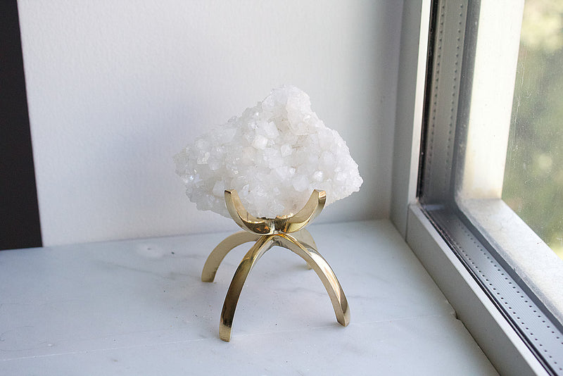 White Apophyllite Stone – Modern Crystal Display Accent