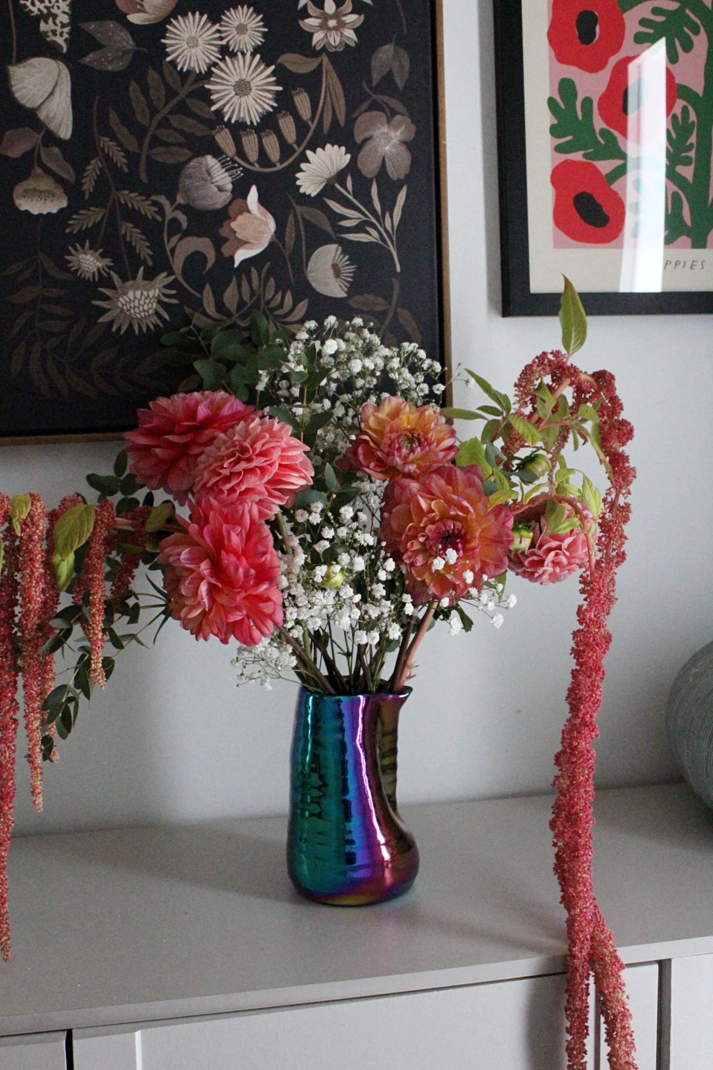 Iridescent Ceramic Vase – Maximalist Table Centerpiece