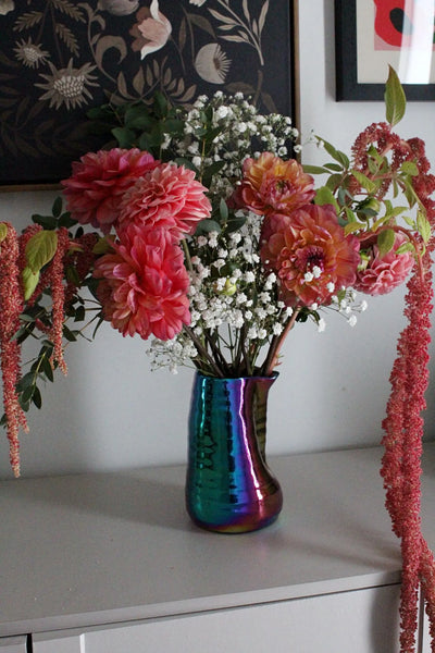 Iridescent Ceramic Vase – Maximalist Table Centerpiece