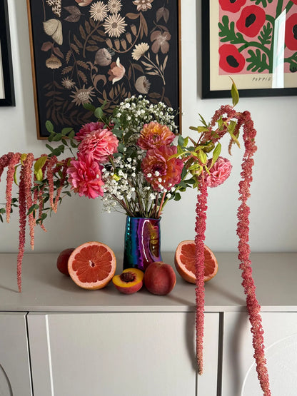 Iridescent Ceramic Vase – Maximalist Table Centerpiece