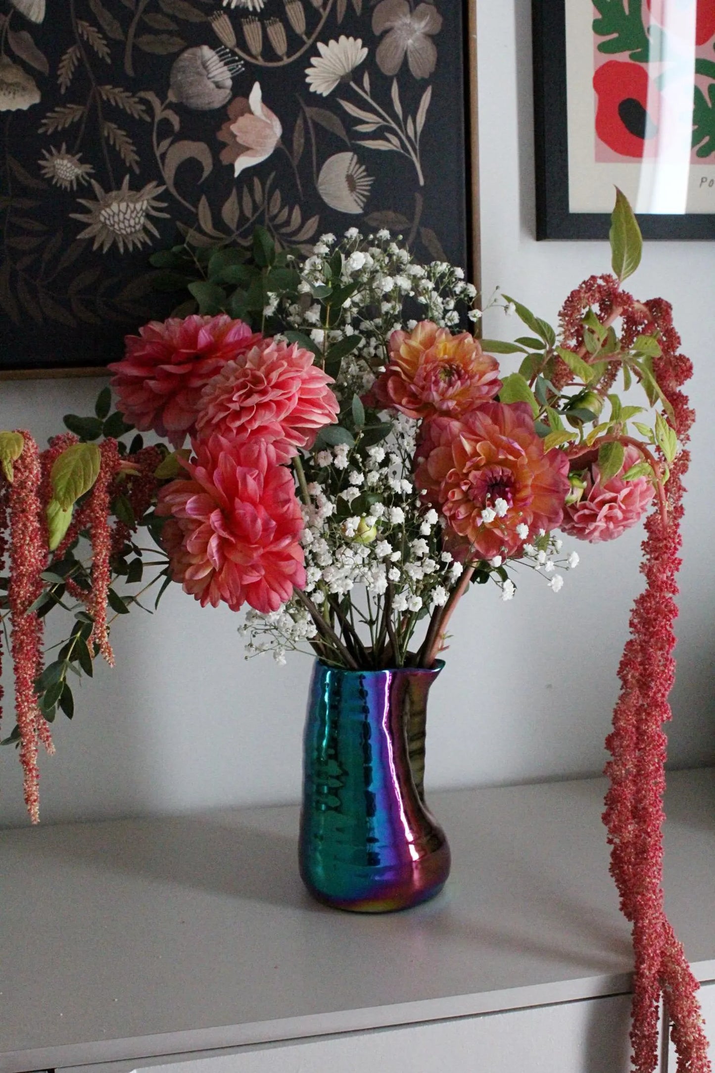 Iridescent Ceramic Vase – Maximalist Table Centerpiece