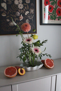 Powder Blue Ikebana Bowl – Modern Coastal Flower Arrangement