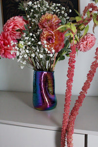 Iridescent Ceramic Vase – Maximalist Table Centerpiece