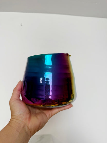 Iridescent Rainbow Planter – Maximalist Ceramic Pot