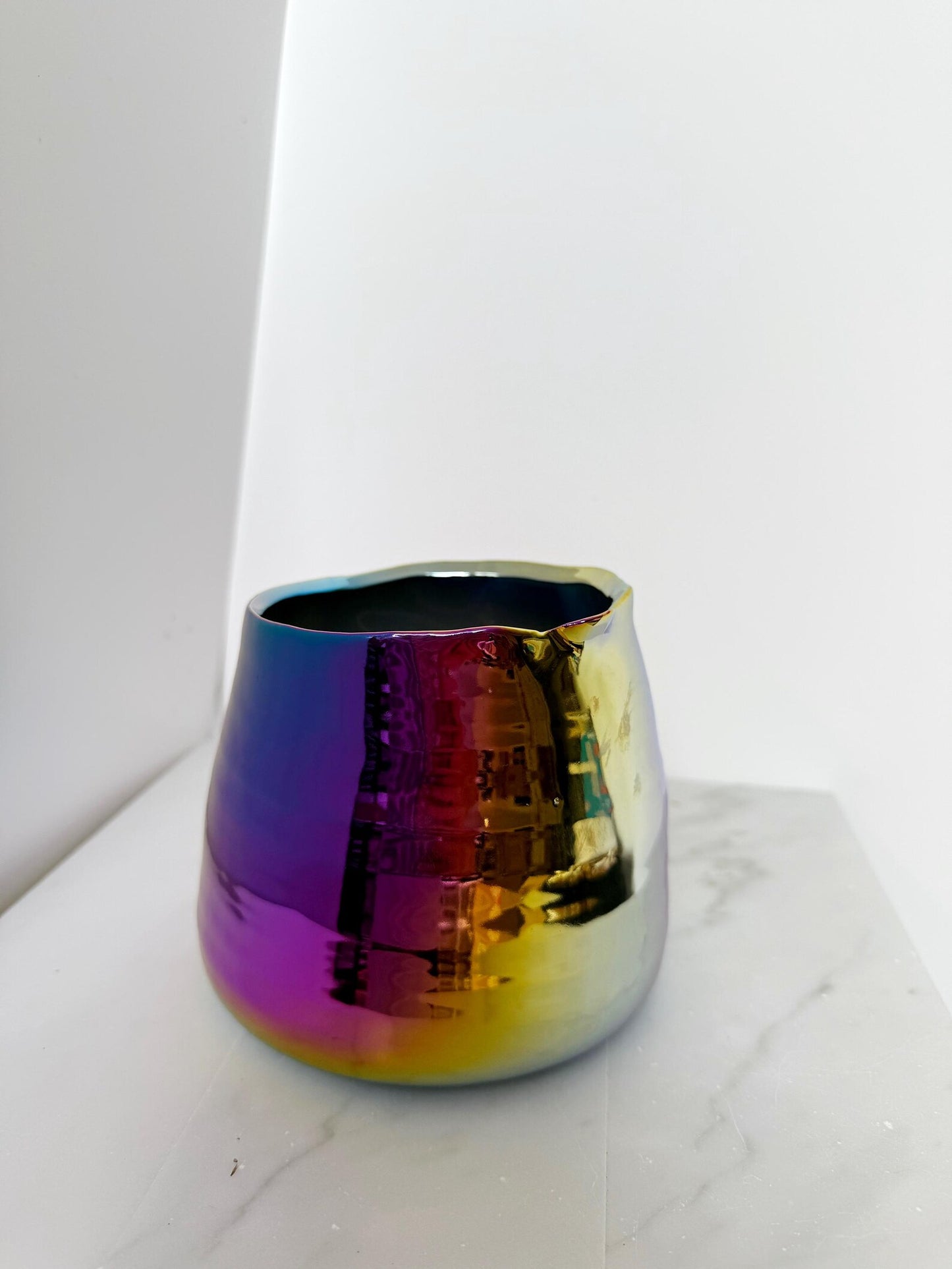 Iridescent Rainbow Planter – Maximalist Ceramic Pot