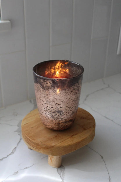 Distressed Glass Votive Holder – Antique Finish Hurricane Candle Holder