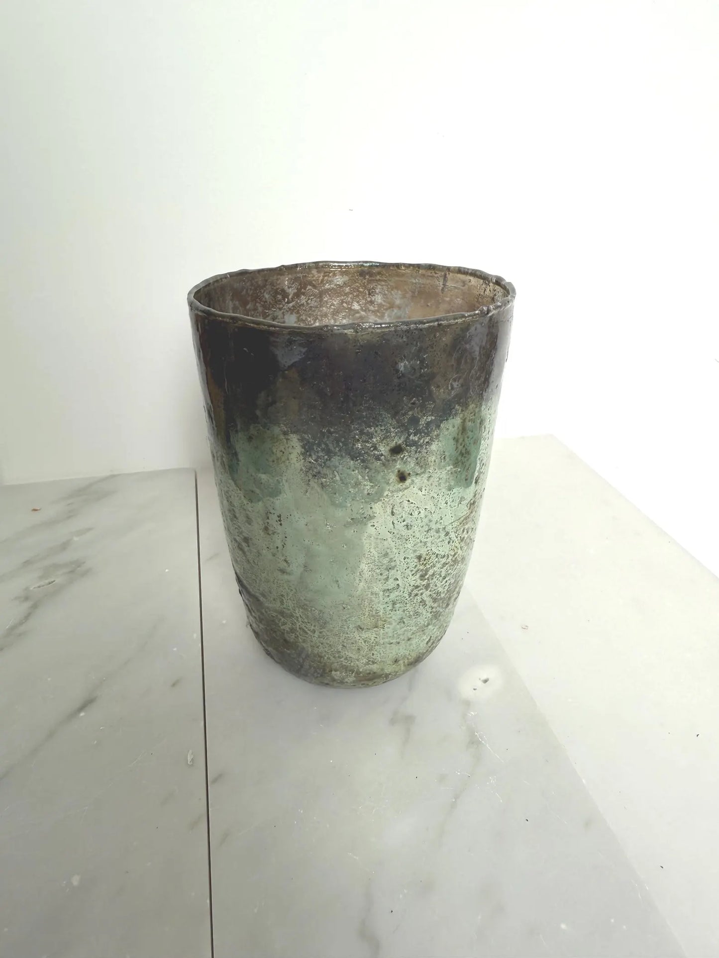 Distressed Glass Votive Holder – Antique Finish Hurricane Candle Holder