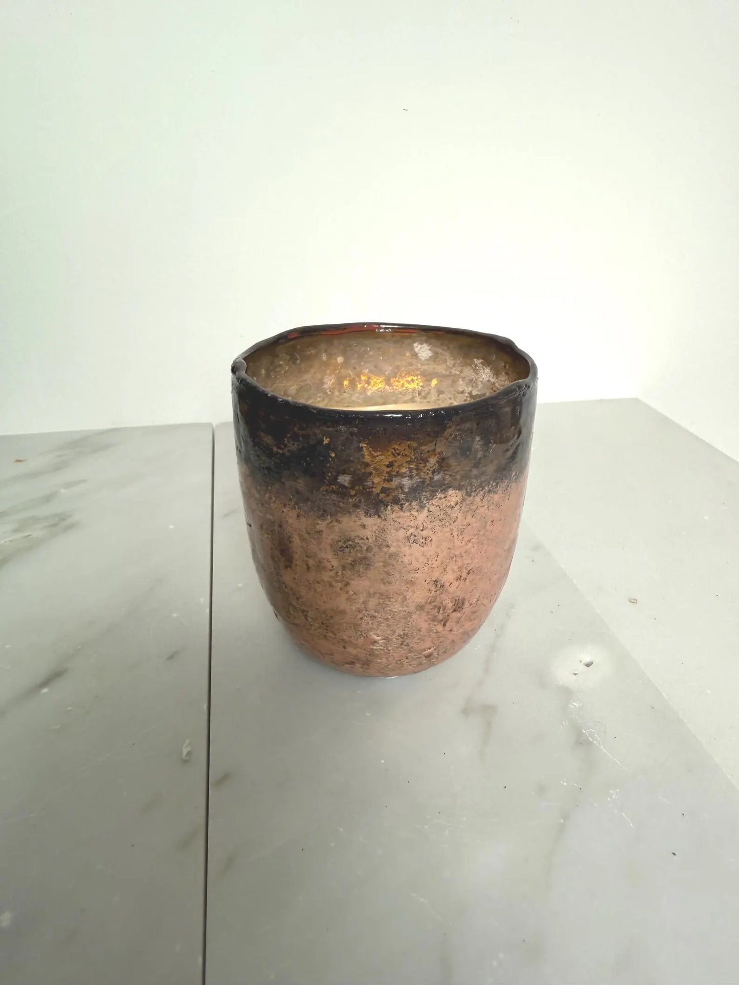 Distressed Glass Votive Holder – Antique Finish Hurricane Candle Holder