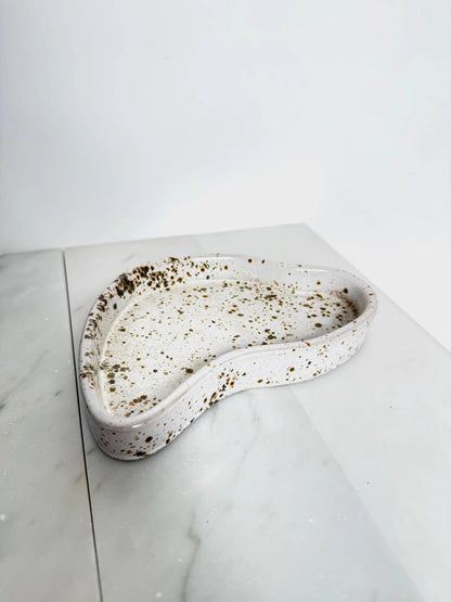 Ceramic Trinket Dish – Handmade Speckled Catchall Tray
