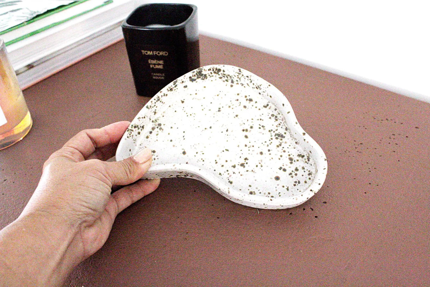 Ceramic Trinket Dish – Handmade Speckled Catchall Tray