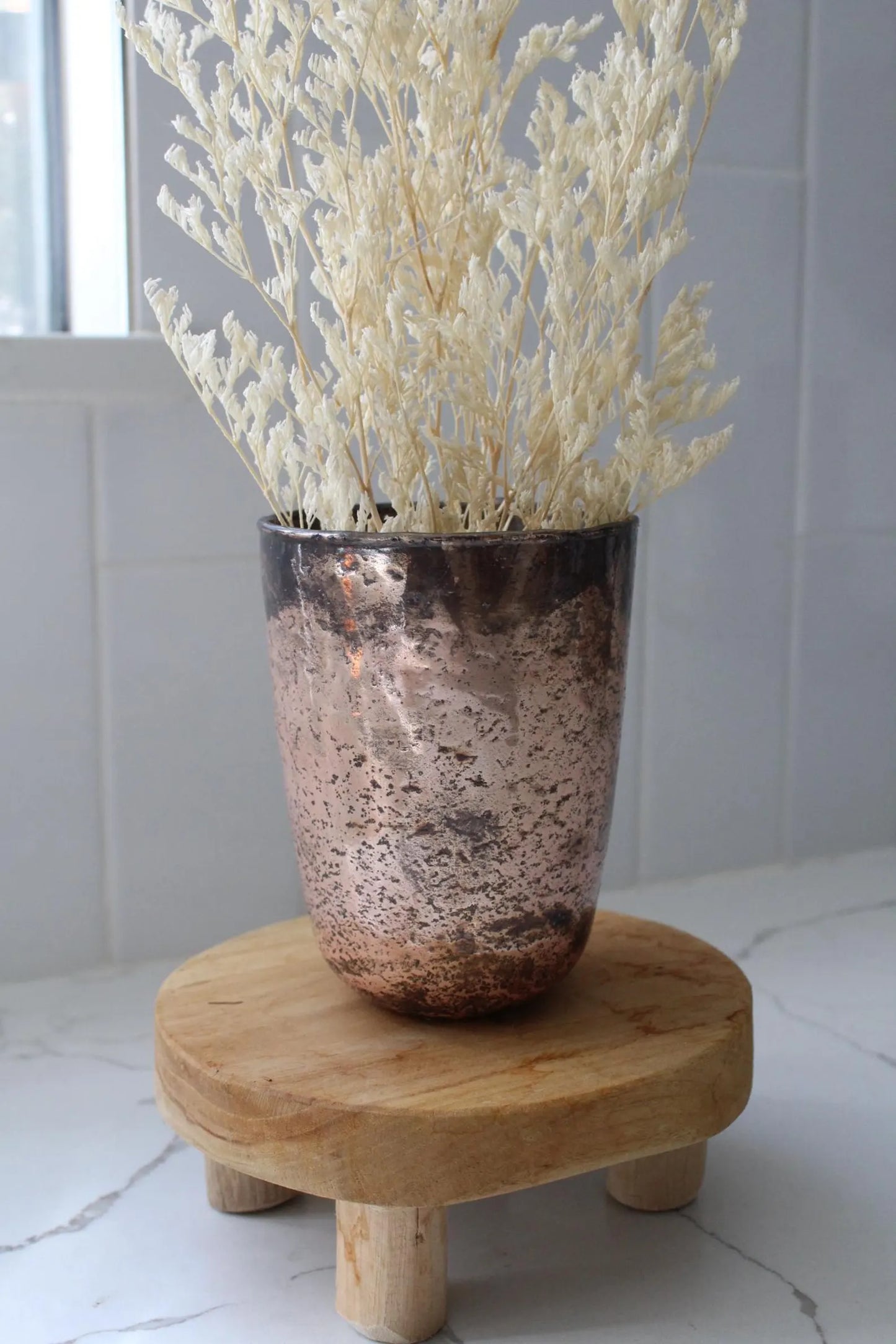 Distressed Glass Votive Holder – Antique Finish Hurricane Candle Holder