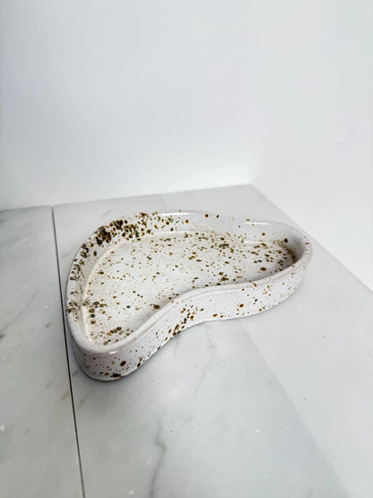 Ceramic Trinket Dish – Handmade Speckled Catchall Tray
