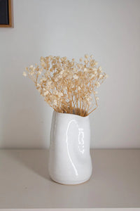 White Ceramic Vase – Modern Organic Table Centerpiece