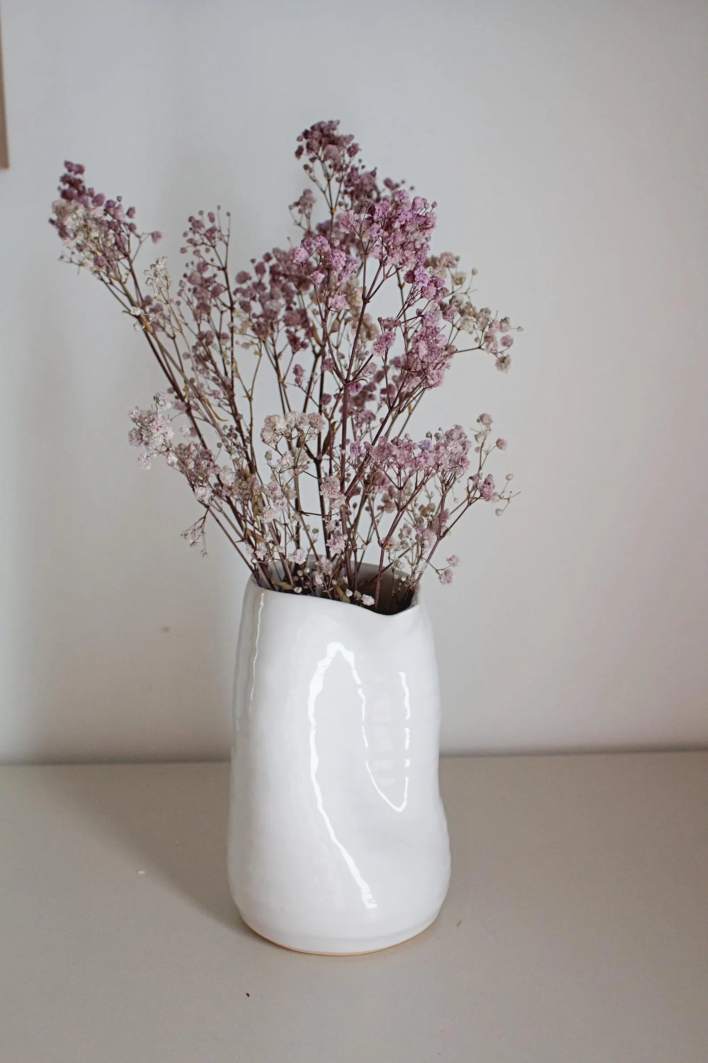 White Ceramic Vase – Modern Organic Table Centerpiece