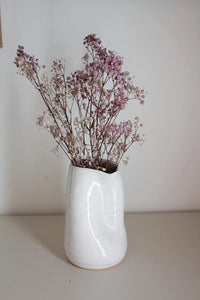White Ceramic Vase – Modern Organic Table Centerpiece