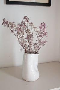 White Ceramic Vase – Modern Organic Table Centerpiece