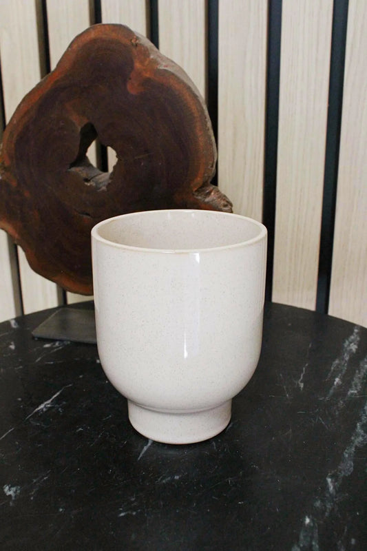 Beige Ceramic Planter – Minimal Desk Succulent Pot