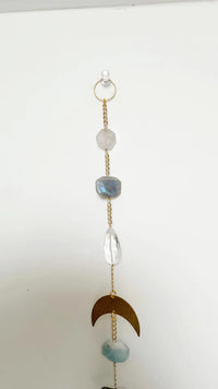 Blue Crystal Suncatcher – Gemstone Moon Wall Hanging