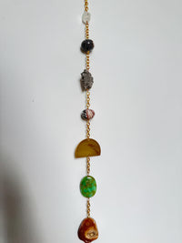 Pink Moonstone Druzy Suncatcher – Boho Crystal Wall Hanging