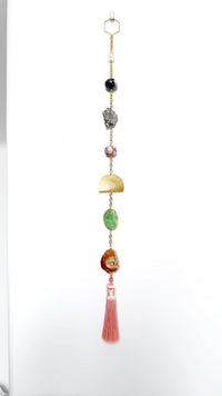 Pink Moonstone Druzy Suncatcher – Boho Crystal Wall Hanging