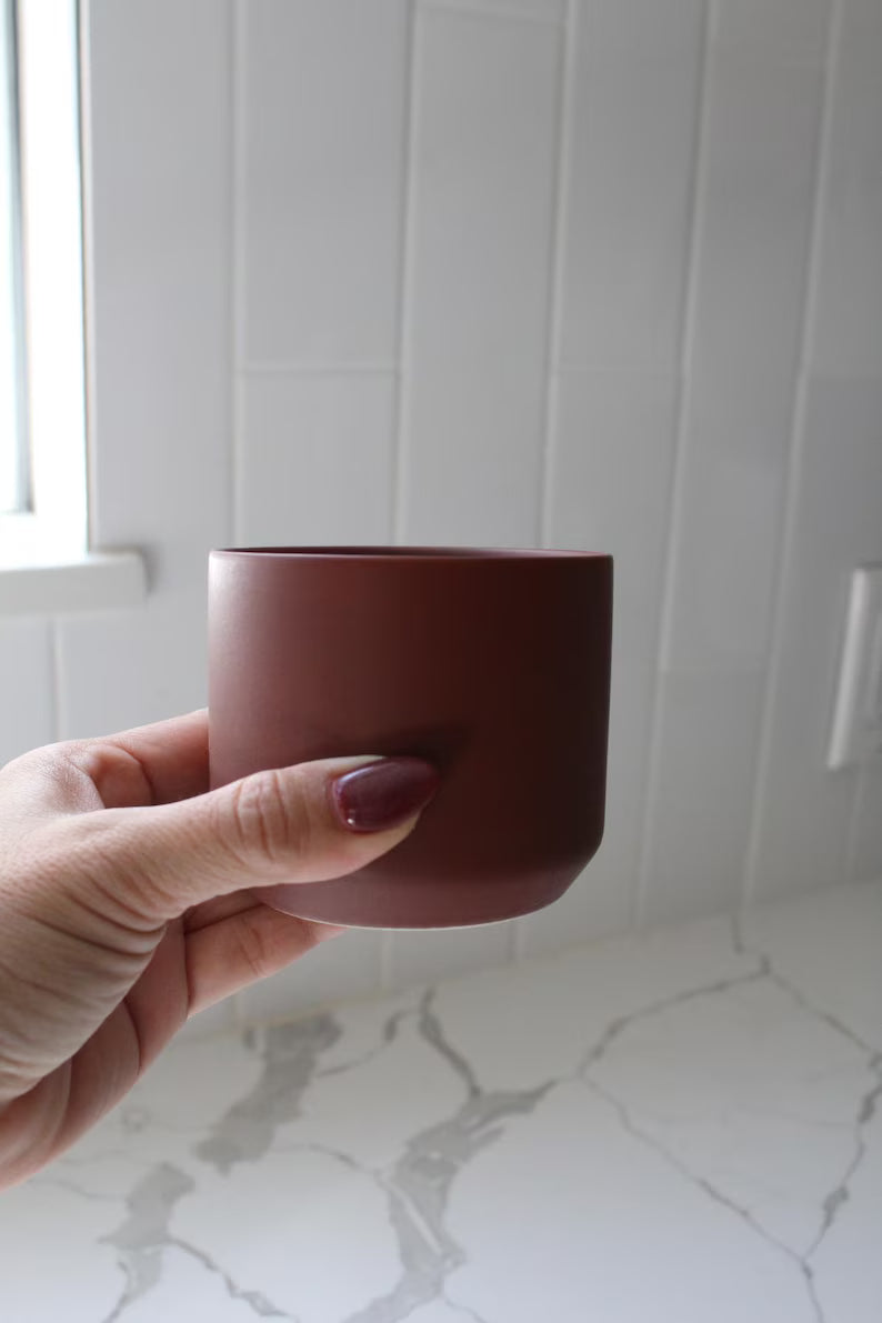 Mini Brown Bonsai Planter – Small Matte Ceramic Pot for Houseplants