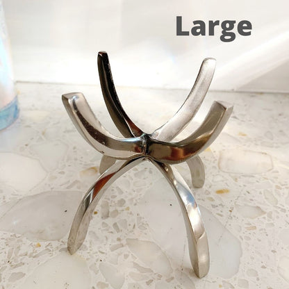 Modern Boho Silver Claw - Crystal Mineral Sphere Display Stand