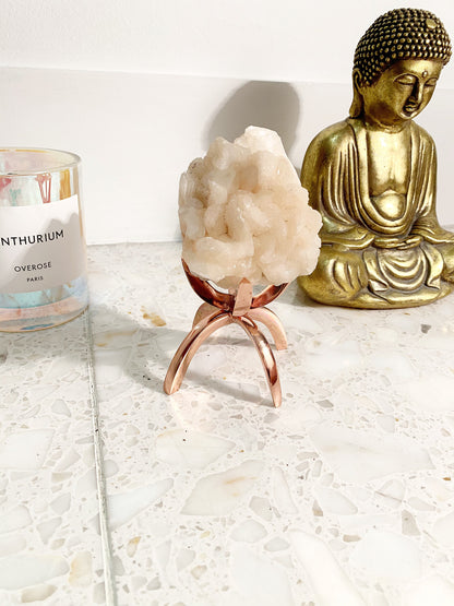 Modern Rose Gold Pink Crystal Stand Display Copper Crystal Stand Rock Holder Sphere Stand Stylish Brass Home Decor Minimal Crystal Stand