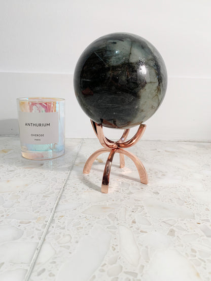 Modern Rose Gold Pink Crystal Stand Display Copper Crystal Stand Rock Holder Sphere Stand Stylish Brass Home Decor Minimal Crystal Stand