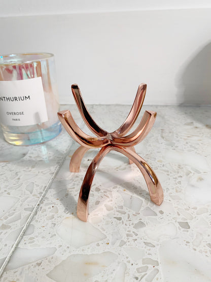 Rose Gold Crystal Holder for Modern Home Accessories Crystal Display Stand with Rose Gold Accents Minimalist Rose Gold and Crystal Decor Stand