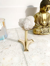 Tall Brass Claw Crystal Stand – Gold Display Holder