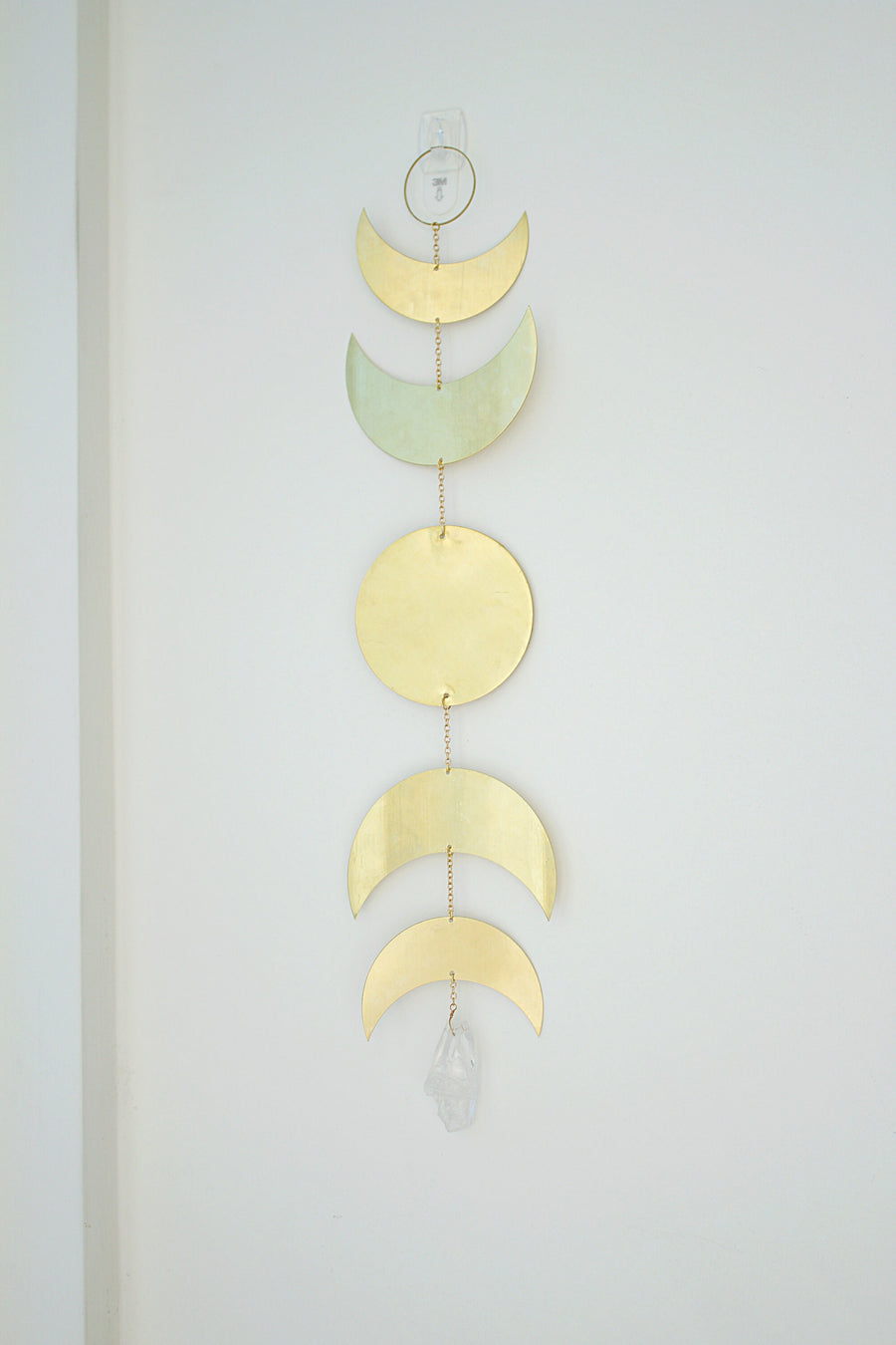 Modern Brass Moon Phases Crystal Wall Hanging Art | Sun Catcher