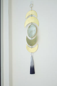 Brass Moon Phases Aquamarine Wall Hanging - Sun Catcher Decor