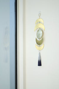 Brass Moon Phases Aquamarine Wall Hanging - Sun Catcher Decor