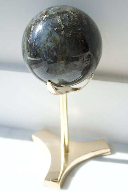 Brass Pedestal Claw Crystal Display Stand - Sphere Mineral Holder