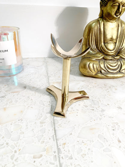 Brass Pedestal Claw Crystal Display Stand - Sphere Mineral Holder