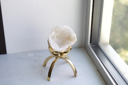 Geode Quartz on Brass Claw Stand – Boho Home Decor