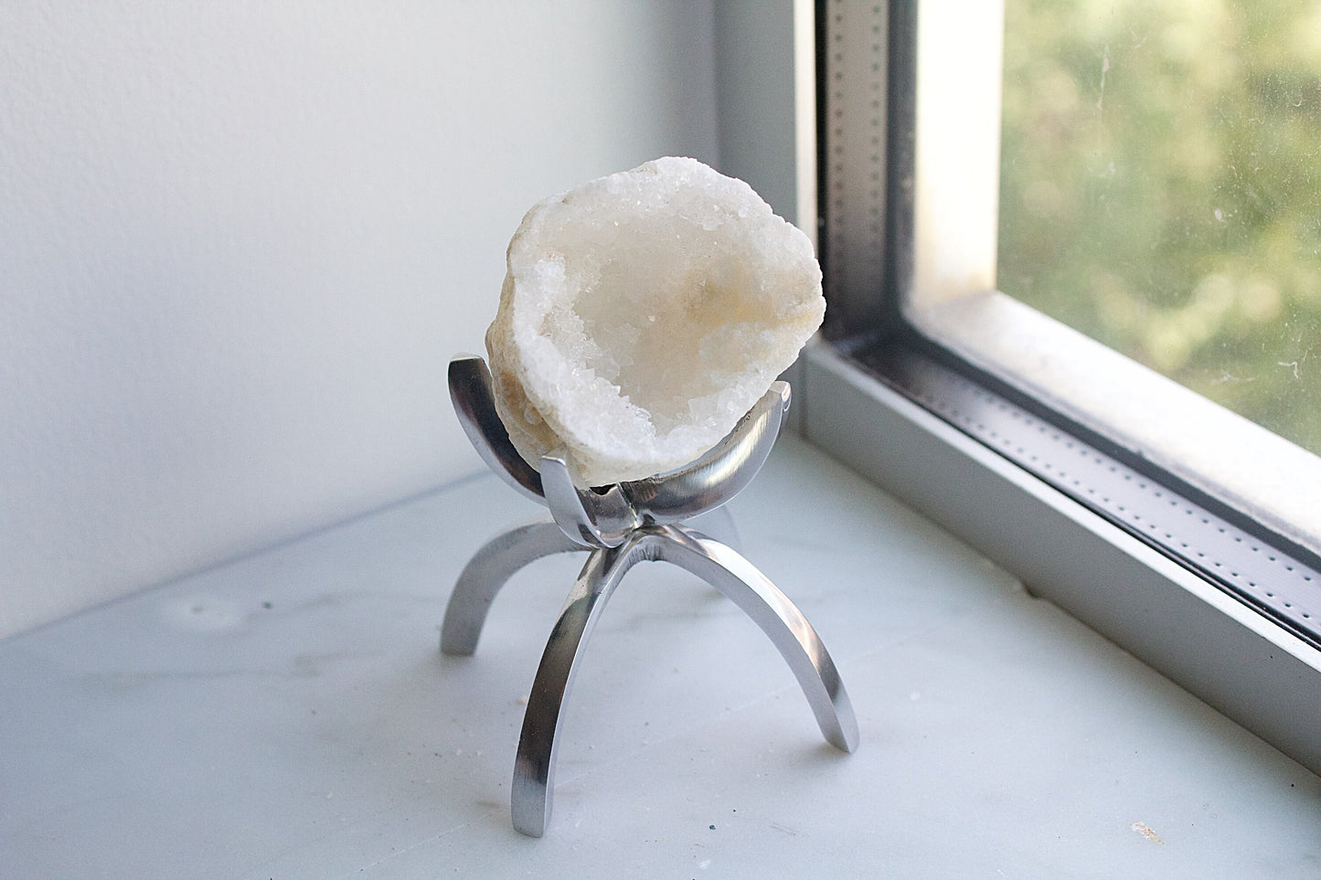 Geode Quartz on Brass Claw Stand – Boho Home Decor
