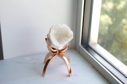 Geode Quartz on Brass Claw Stand – Boho Home Decor