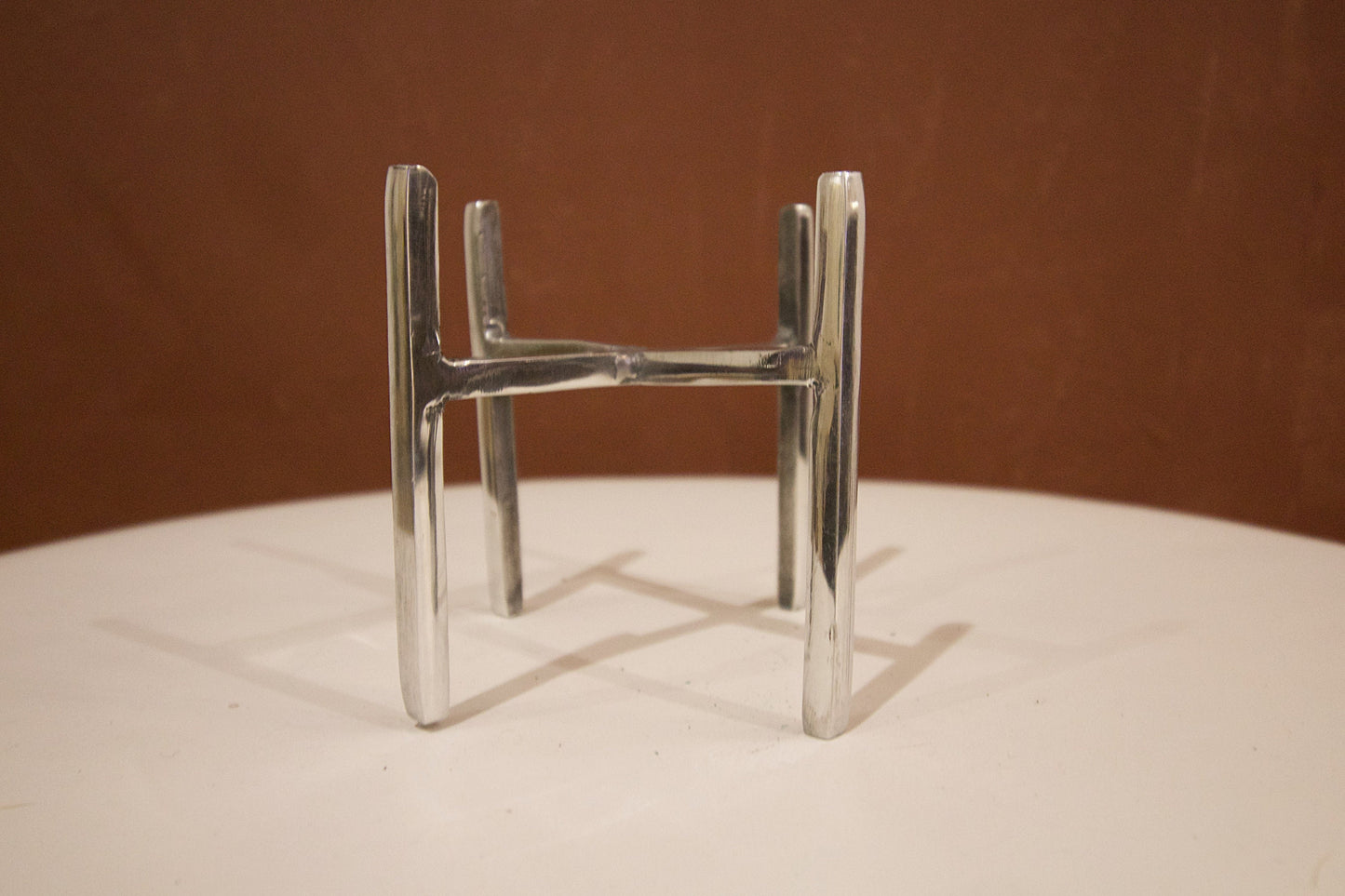 Brass Crystal Short Tower Display Stand - Gold Geometric Candle & Sphere Holder