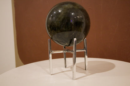 Brass Crystal Short Tower Display Stand - Gold Geometric Candle & Sphere Holder