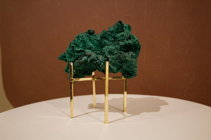 Brass Crystal Short Tower Display Stand - Gold Geometric Candle & Sphere Holder